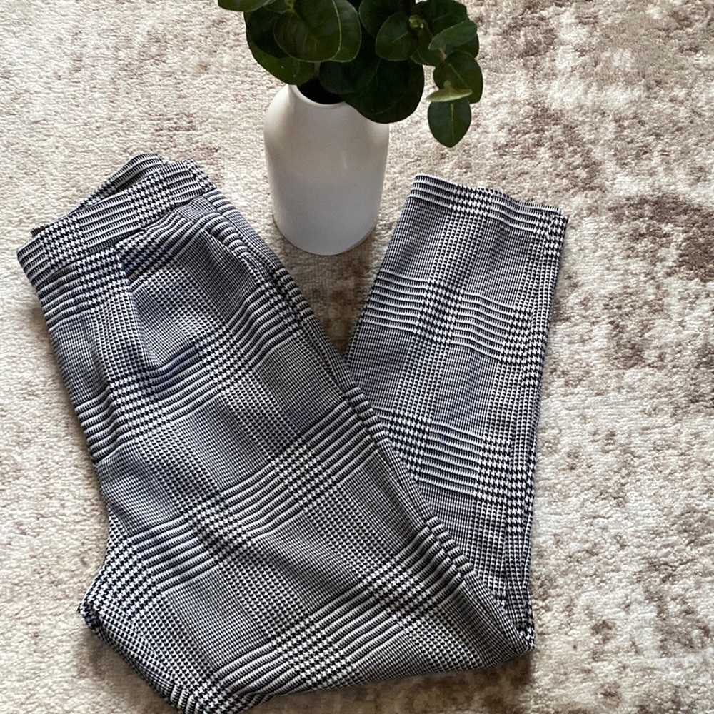 Black and White Plaid Business Pants